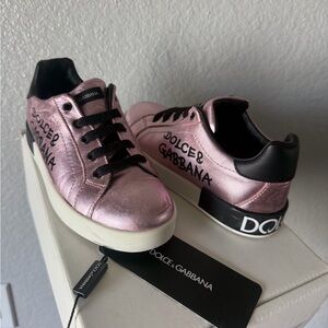 Dolce & Gabbana Metallic Pink Sneakers toddler girl size 30
